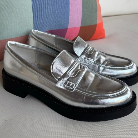 Zara Shoes - Zara nwot Metallic top trend preppy silver loafers 9.5 40